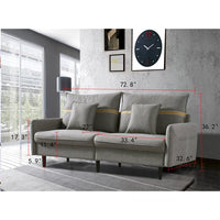3-Seat Sofa Couch, Mid-Century Tufted Love Seat with 2 Pillows & Hidden Storage Bags, 2-Seat Upholstered Deep Sofas Couches Loveseat for Living Room Bedroom Office Apartment Dorm Studio, Gray