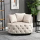 Modern Barrel Chair, Round Oversized Barrel Chairs, Sofa Lounge Accent Chair, Velvet Leisure Sofa Chair , Modern Leisure Chair with 3 Pillow for Living Room Bedroom Hotel Office,Khaki