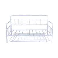 Twin Size Daybed with Pull Out Trundle, Heavy Duty Metal Sofa Bed for Kids Teens Adults, Premium Steel Slat Support, No Spring Box Needed, White 77.48"L x 41.1"W x 43.3"H