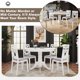 Dining Table Set for 4, Mid-Century 5-Piece Extendable Round Dining Table Set with 4 Upholstered Dining Chairs, Dining Table and Chairs Set for Kitchen Living Room Small Places, White