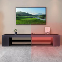 LED TV Stand for Up to 90in TV,Modern Entertainment Center with Storage,High Glossy TV Stand Console Table for Lounge Room Living Room Bedroom,16 Colors Chaging,250 Pounds Weight Capacity,Black