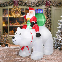 6FT Christmas Inflatable Outdoor Decoration, Christmas Inflatables Santa Claus Rides Polar Bear with 7 Lights and Ground Rods, Blow Up Yard Decorations for Holiday Decoration