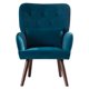 Leisure Chair Lounge Chair with Solid Wood Legs for Living Room Bedroom Room Indoor, Mid Century Modern Upholstered Leisure Chair, Simple Nordic Style, Blue & Green