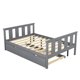 Full Platform Bed with Pull Out Trundle,Full Bed Frame with Headboard and Footboard,Solid Wood Platform Bed Frame with Wood Slats Support,Storage Daybed for Teens Boys Girls,No Box Spring Needed,Grey