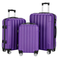 3 Pieces Luggage Sets, Expandable Large Capacity Traveling Storage Suitcase, Hardside Lightweight Durable Suitcase Sets with Spinner Wheels and TSA Lock, 20in/24in/28in, Purple