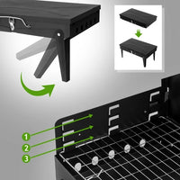 Camping Campfire Grill with Lid, Portable Folding Square Charcoal Grills, Adjustable Height Small BBQ Grill with Barbecue Spatula, Anti-scald Handle and Barbecue Spit for Outdoor Cooking, Bonfire