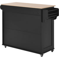 48 Inch Storage Cabinet with 2 Drawers and Open Shelves, Wood Modern Sideboard with 4 Locking Wheels and Wine Rack, Entryway Buffet Side Table Cupboard with Towel Rack for Living Room Kitchen, Black