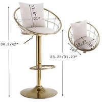 Modern Velvet Bar Stools Set of 2, Swivel Barstools with Golden Legs, Kitchen Island Chairs, Adjustable Counter Height Bar Chair, for Home Bar, Kitchen Island,Pub, Cafe, WHITE