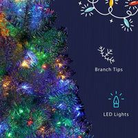 6FT Artificial Christmas Tree Bendable Santa Hat Style Christmas Trees with 8 Flashing Ways Colorful LED Lights and 900 Branch Tips Artificial Fir Bent Top Xmas Tree for Home Party Holiday Decoration
