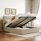 Platform Bed Frame with Storage Underneath,Queen Size Lift Up Storage Bed with Tufted Headboard,Gas Lift Storage Bed Upholstered Platform Bed with Hydraulic Storage System for Bedroom Dorm,Beige