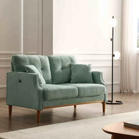 56.7" Modern Fabric Loveseat Sofa with USB Charging Port, Living Space Sofa 2 Seater, Loveseat Sofa with Waterproof FabricSuitable for Small Spaces, Living Room, Office, Easy to Install, Baby Blue