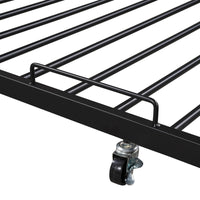 Queen Size Platform Bed with Trundle and USB Ports,Metal Bed Frame with Storage Headboard and Slat Support for Bedroom,Black