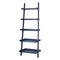 5 - Tier Ladder Shelf,Wood Open Storage Shelves,Freestanding Ladder Bookshelf for Home Office,Living Room,Bedroom,Navy Blue