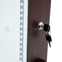 Jewelry Mirror with 6 LEDs Armoire Organizer, Standing Lockable Jewelry Cabinet with Full-Length Body Dressing Mirror LED Light and Larger Capacity, 3 Adjustable Angles, Bronze