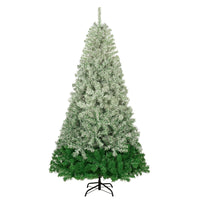 7.6 ft Pre-Lit Artificial Christmas Tree w/ 1200 PVC Branch, 300 cool white LED lights with Gradient PVC Foliage Design, Easy Set Up Metal Hinge& Foldable Base, Xmas Tree for Home Party, Green