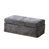 TRIPLE TREE 46" Wide Storage Ottoman, Upholstered Chenille Storage Bench with Detechable Cushion, Footrest Stool with Metal Legs and Foam Seat Cushion, Weight Capacity 500lbs, for Living Room Entryway, Charcoal