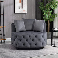 Modern Barrel Chair, Round Oversized Barrel Chairs, Sofa Lounge Accent Chair, Velvet Leisure Sofa Chair , Modern Leisure Chair with 3 Pillow for Living Room Bedroom Hotel Office,Gray