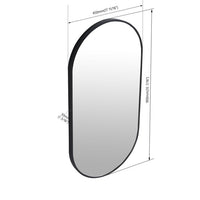 Oval Wall Mounted Mirror, Bathroom Pill Mirrors Large Vanity Decor Mirror with Black Aluminum Frame, 18 x 35'' Capsule Vanity Mirror for Entryway Bedroom Living Room, Vertical & Horizontal, Black