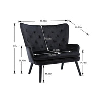 ARCTICSCORPION High Back Accent Chair, Comfortable Loveseat with Fabric Padded Seat, Modern High Back Rest Arm Sofa, Armchair with Wooden Legs for Living Room or Bedroom, Black