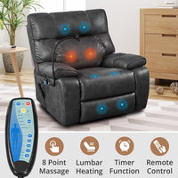 180° Lay Flat Power Recliner Chair for Elderly,Electric Power Lift Recliner Chair with Massage and Heat Up to 300LBS,Breathable Leather Recliner Chair with 3 Positions,Gray