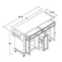 Extendable Rolling Mobile Kitchen Island with Storage and Towel Rack, Kitchen Cabinet with Drawers and Casters, Kitchen Cart with Natural Wood Top and Adjustable Shelves, Easy to Clean, Gray