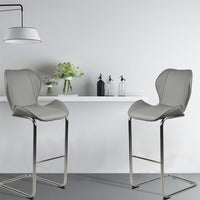 Bar Chair Set of 4, All PU Fabric Dining Chairs Kitchen Counter Bar Stools with Metal Legs, Modern Upholstered Bar Stools with Chrome Frame for Dining Kitchen, 14.2”D x 18.9”W x 39.4”H, Grey