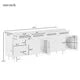 Boho Style TV Stand with Rattan Door for TVs up to 65", Woven Console Table with Adjustable Shelves and 4 Drawers, Storage Cabinet with Gold Metal Legs, Storage Sideboard Cabinet for Living Room,White