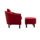 Linen Upholstered Accent Chair with Ottoman, Mid Century Modern Barrel Chair with Wood Legs, Club Tub Round Armchair, for Living Room, Bedroom, Red