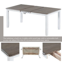 Dining Table Set, Retro Style 7-Piece Dining Room Set with Extendable Table and 6 Upholstered Chairs, Dining Table and Chairs Set, for Kitchen/Restaurant, Brown+White