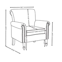 Modern Accent Chair, Mid-Century Single Sofa Chair with Rolled Arm and Solid Wood Legs, Upholstered Club Chair Linen Fabric Reading Armchair with Tufted Back for Living Room Bedroom Office, Beige
