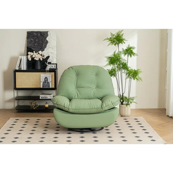 Leather Power Recliner, Swivel Recliner Chair with Footrest, USB Charger, Bluetooth, and Phone Holder, Single Sofa Chair for Living room, Bedroom, Green