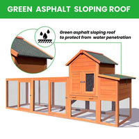 122＂Outdoor Poultry Cage ,Large Wooden Chicken Coop,Outdoor Hen House with Nest Box ,Weatherproof Coops for 6-8 Chickens
