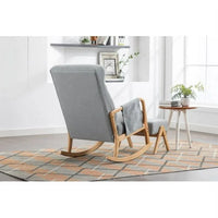 Rocking Chair With Ottoman and Side Pocket,Upholstered Accent Chair with Foot Stool, Glider Rocker Chair with Thick Padded Cushion and High Backrest,Lounge Chair for Living Room Bedroom Nursery