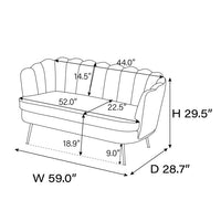 59"W Accent Sofa Couch, Modern Loveseat Sofa with Gold Metal Legs, Two-Seater Sofa Small Sofa Small Mini Room Couch for Small Space Office Studio Apartment Bedroom, Ivory Boucle