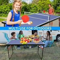 Table Tennis Table, Midsize Ping Pong Table Set with Net and 2 Ping Pong Paddles, Foldable & Portable for Indoor Outdoor Game