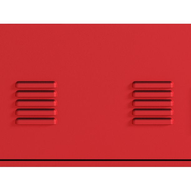 Compact Steel Storage Cabinet with Locking Doors,Small Lockable Steel Storage Cabinets for Home Office Garage Kitchen Pantry,Detachable, Ample Storage Space, Easy Assembly,Red