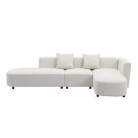 Home Modular Sectional Sofa, Luxury Modern Living Room Upholstery Sofa Couch with 2 Pillows, U Shaped Couch with Chaise Fabric Sofa Couch for Living Room, Apartment, Office, Beige