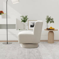 Swivel Accent Chair and Comfy Accent Sofa Chair, Boucle 360 Degree Swivel Barrel Club Chair with a Pillow, Leisure Chair for Bedroom Living Room Lounge Hotel Office, Ivory Boucle