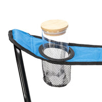 Camping Chair with Cup Holder & Carry Bag, Water-Resistant Quad Chair Supports up to 230lbs, Camping & Outdoor Use, Folding Chair & Lawn Chair, 32 *19*31in, Blue