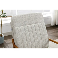 Mid Century Modern Accent Chair with Solid Wood Frame, Upholstered Living Room Armchair with High-Back and Padded Seat, Comfy Reading Chair Lounge Chair for Bedroom, Office, Studio, Beige