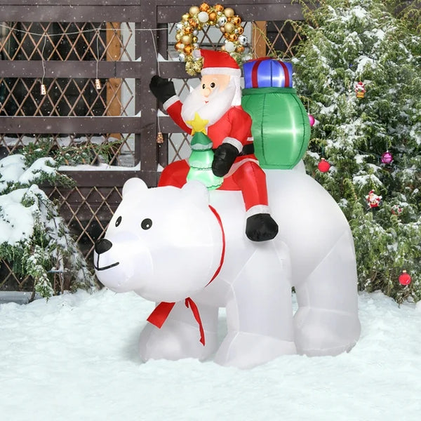 6ft Christmas Inflatable Santa Claus Rides Polar Bear with 15W LED Lights,Garden Santa Claus Decoration Outdoor Yard Christmas Decoration