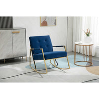 Velvet Padded Rocking Chair with Metal Feet, Accent Chair with Armrest and Backrest, Leisure Chair for Lounge Room, Bedroom, Office, Living Room and Patio Garden, Navy