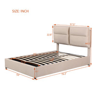 Full Size Upholstered Platform Bed with Hydraulic Storage System, Lift Up Storage Bed Full Size with Headboard and Button Tufted, Wooden Bed Frame for Teens Adults, No Box Spring Needed (Beige)