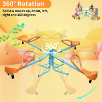 Swivel Teeter Totter Outdoor Playground Equipment, 360 Degrees Rotating Safe, Outdoor Fun for Kids, Toddlers, Boys, Children, 4 Seats