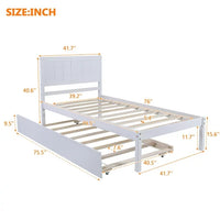 Triple Tree Modern Wood with Trundle Platform Bed, Twin, White