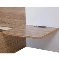 Queen Size Platform Bed with USB Ports,Sockets and Shelf, Wooden Bed Frame with Extended Headboard, Low Floor Bed with Slats Support, No Box Spring Needed,Natural