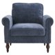 Upholstered Accent Chair, Indoor Single Sofa Chair with Curved Armrest and Solid Wood Gourd Foot, Comfy Lounge Armchair, Modern Reading Chair for Living Room Bedroom Office, Gray-Blue