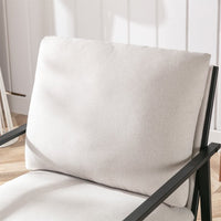 INCLAKE Modern Accent Chair, Metal Frame Armchair with Thick Padded Backrest and Seat Cushion, Upholstered Sofa Chair Reception Chair for Living Room, Bedroom, Office, Cream