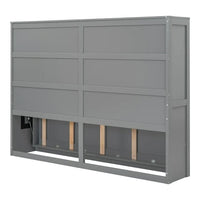Full Size Mobile Murphy Bed Wall Bed Chest Versatility Bed, Wood Murphy Bed Wall Bed Frame, Foldable Platform Bed Folded into Cabinet, Folding Bed Cabinet Bed, Bedroom Furniture, Gray