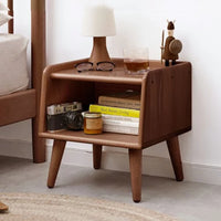 Modern Nightstand, Solid Wood Bedside Cabinet with Storage Drawers and Open Wood Shelf Storage, Beech Wooden Side Table with for Bedroom, Living Room, Dorm, Easy Assembly, Natural